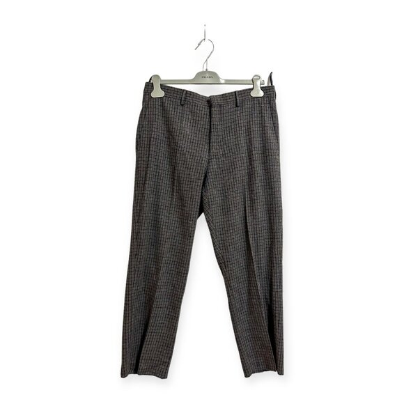 Miu Miu Wool Cashmere Check plaid Cropped Pants Gray Straight Leg IT 44 (US 8) - Picture 1 of 12